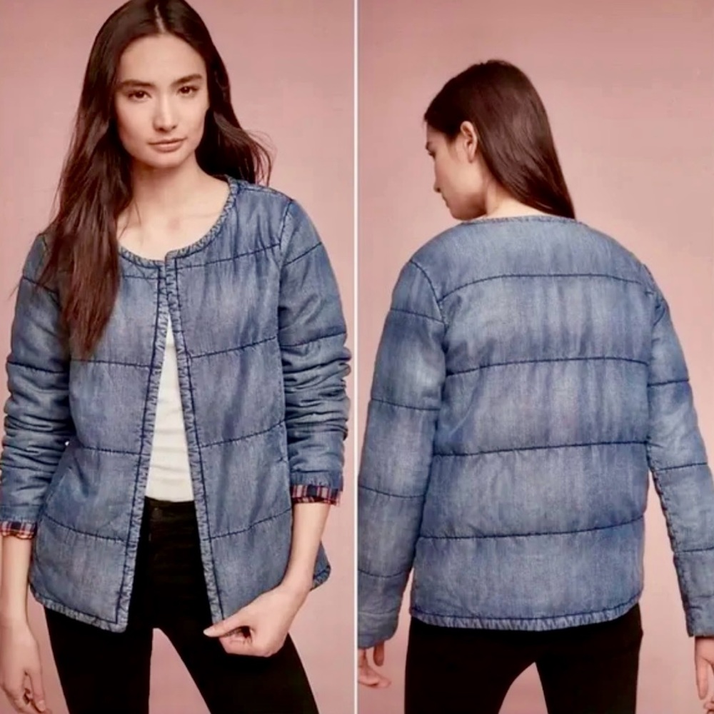 Anthropologie Blue Quilted Jacket